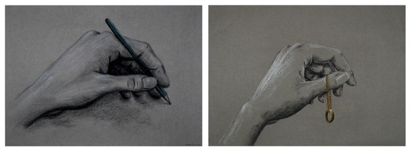 Anatomie: Handstudien, Bleistift und Pastellkreide, Neigungskurs 12